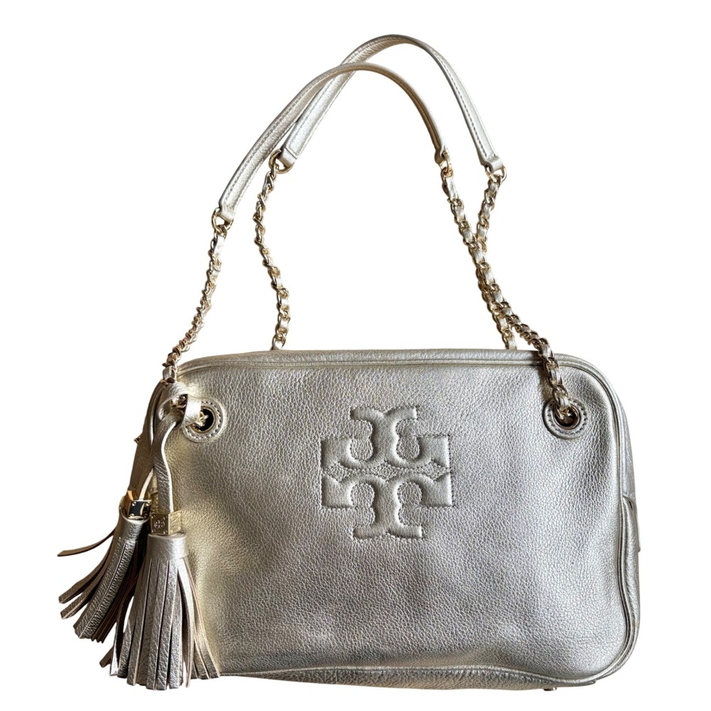 Tory Burch Metallic Silver Shoulder Bag